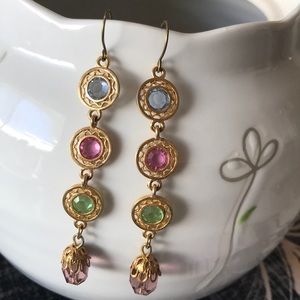 Unique vintage multi color dangle earrings